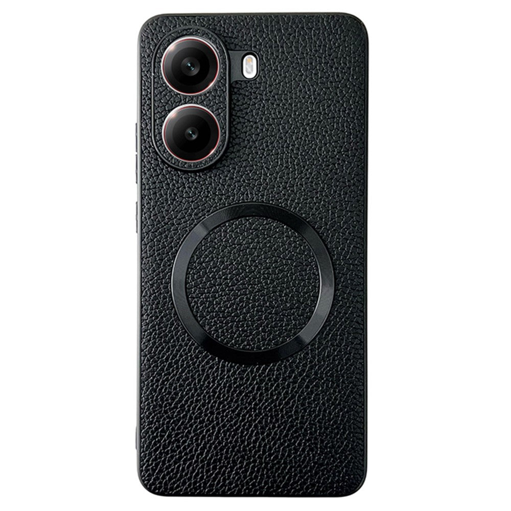 For Xiaomi Poco X7 Pro 5G Magnetic Case Litchi Texture PU Leather + TPU Phone Back Cover