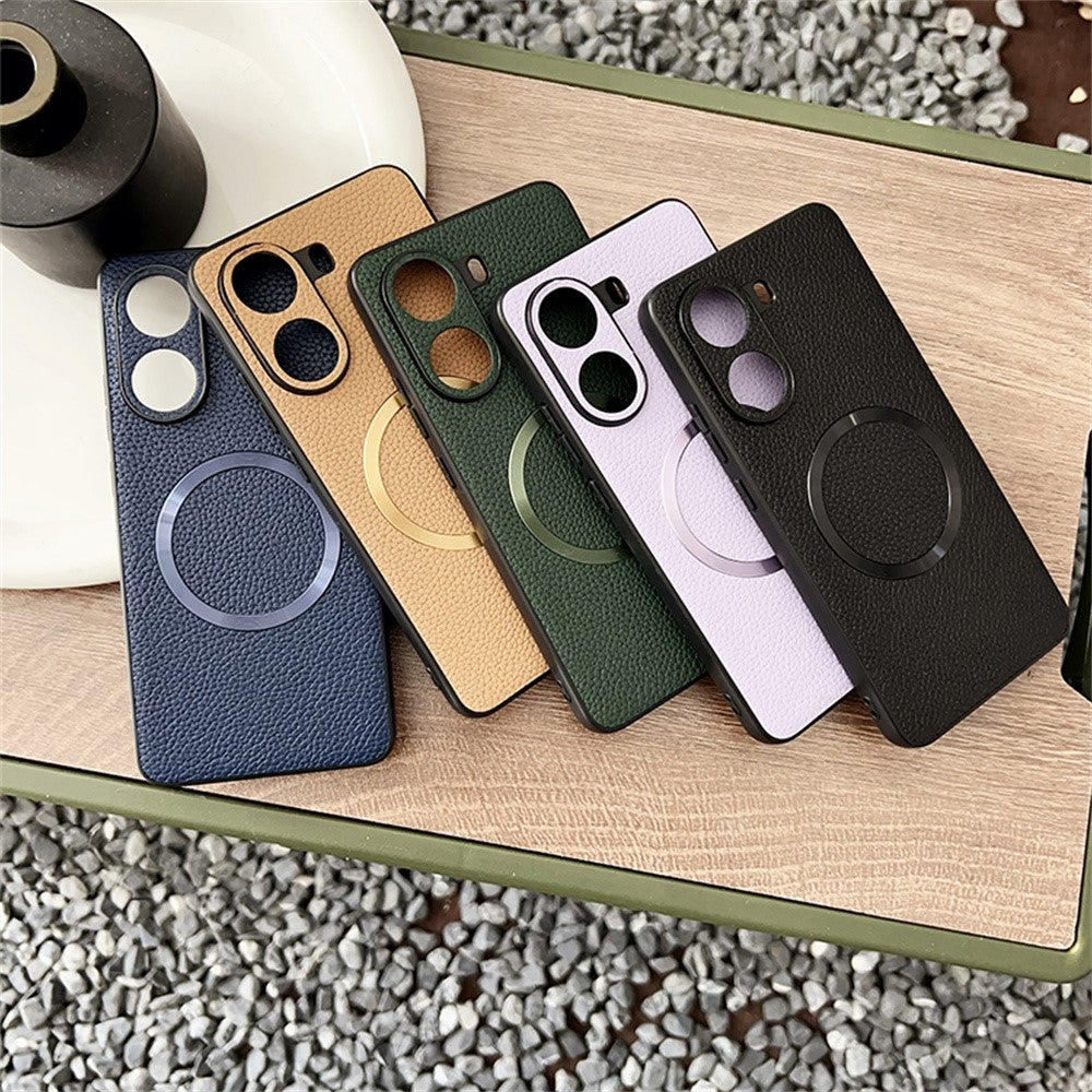 For Xiaomi Poco X7 Pro 5G Magnetic Case Litchi Texture PU Leather + TPU Phone Back Cover