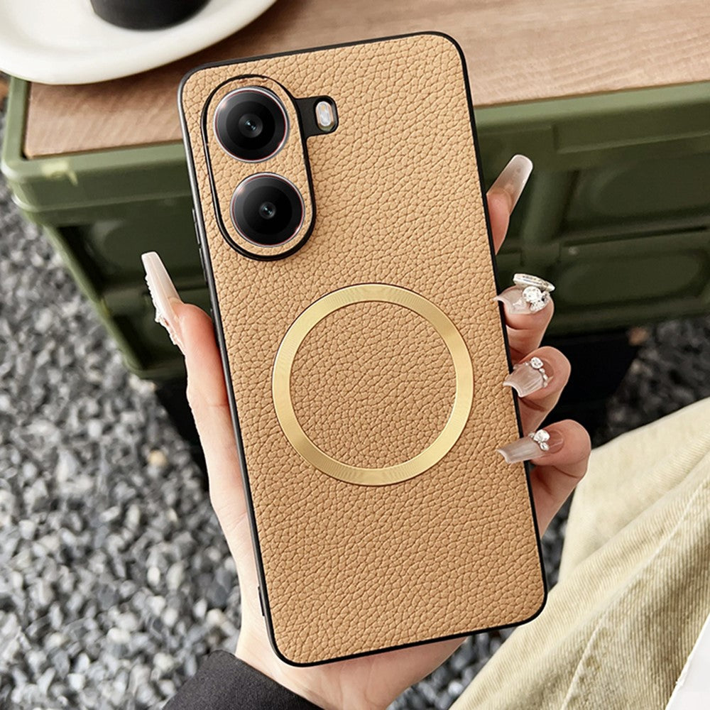 For Xiaomi Poco X7 Pro 5G Magnetic Case Litchi Texture PU Leather + TPU Phone Back Cover