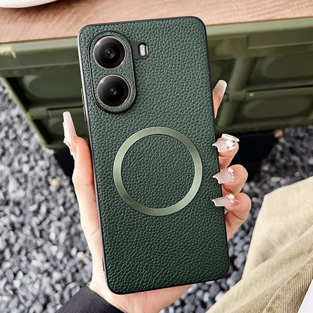 For Xiaomi Poco X7 Pro 5G Magnetic Case Litchi Texture PU Leather + TPU Phone Back Cover