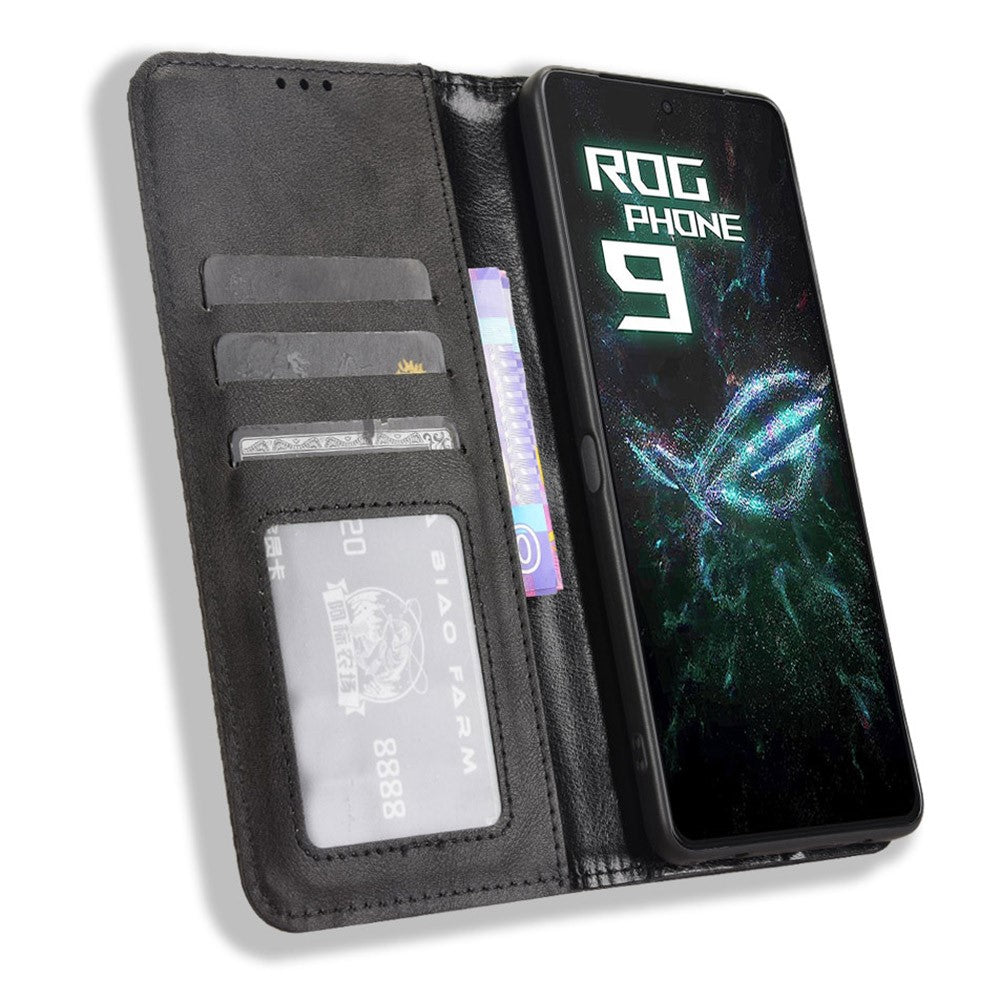 For Asus ROG Phone 9 5G / Phone 9 Pro 5G Case Wallet Stand Retro Texture Leather Phone Cover