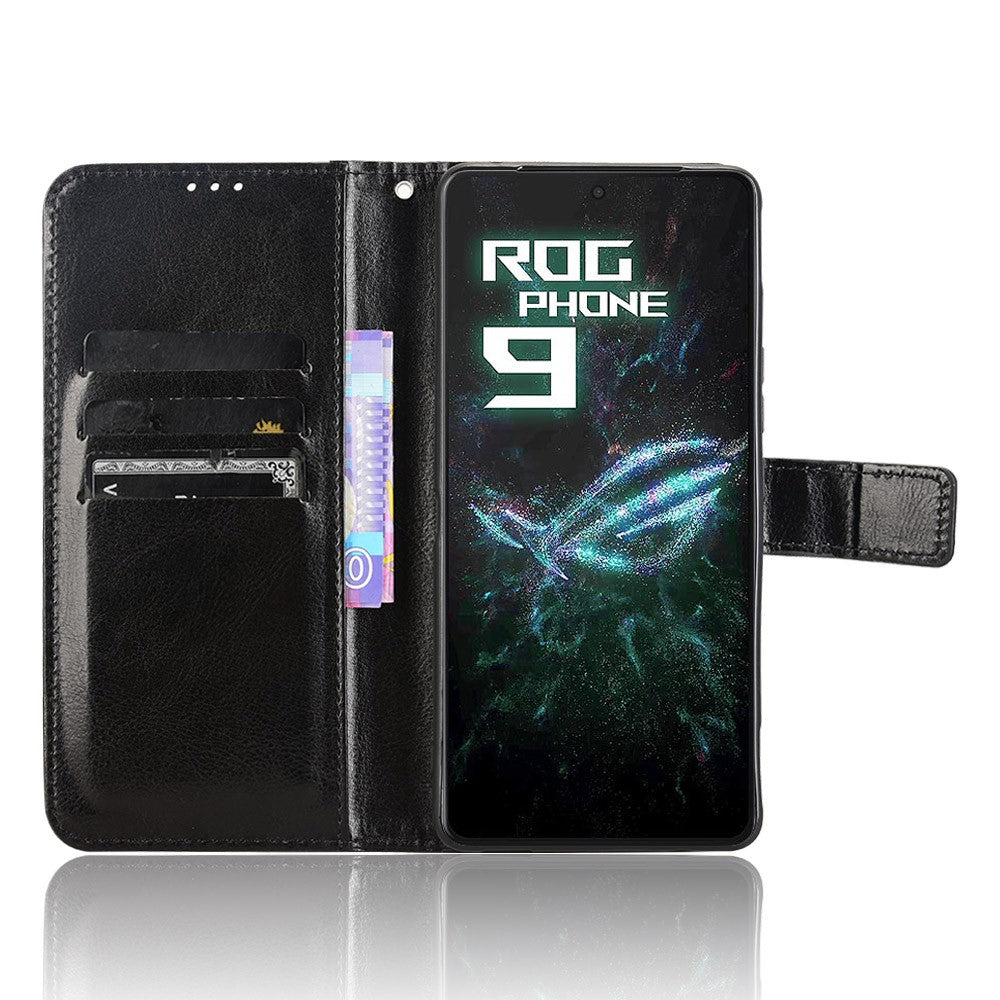 For Asus ROG Phone 9 5G / Phone 9 Pro 5G Case Crazy Horse Texture PU Leather Phone Wallet Cover