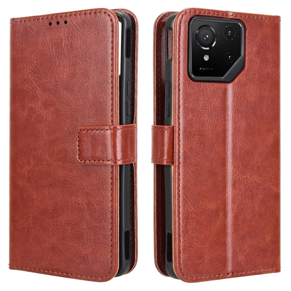 For Asus ROG Phone 9 5G / Phone 9 Pro 5G Case Crazy Horse Texture PU Leather Phone Wallet Cover