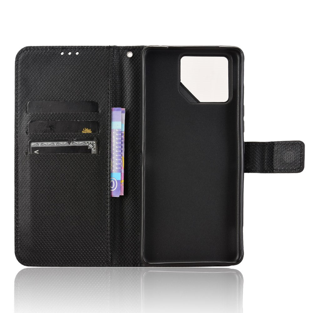 Til Asus ROG Phone 9 5G / Phone 9 Pro 5G Etui PU Læder Diamanttekstur Pung Telefoncover