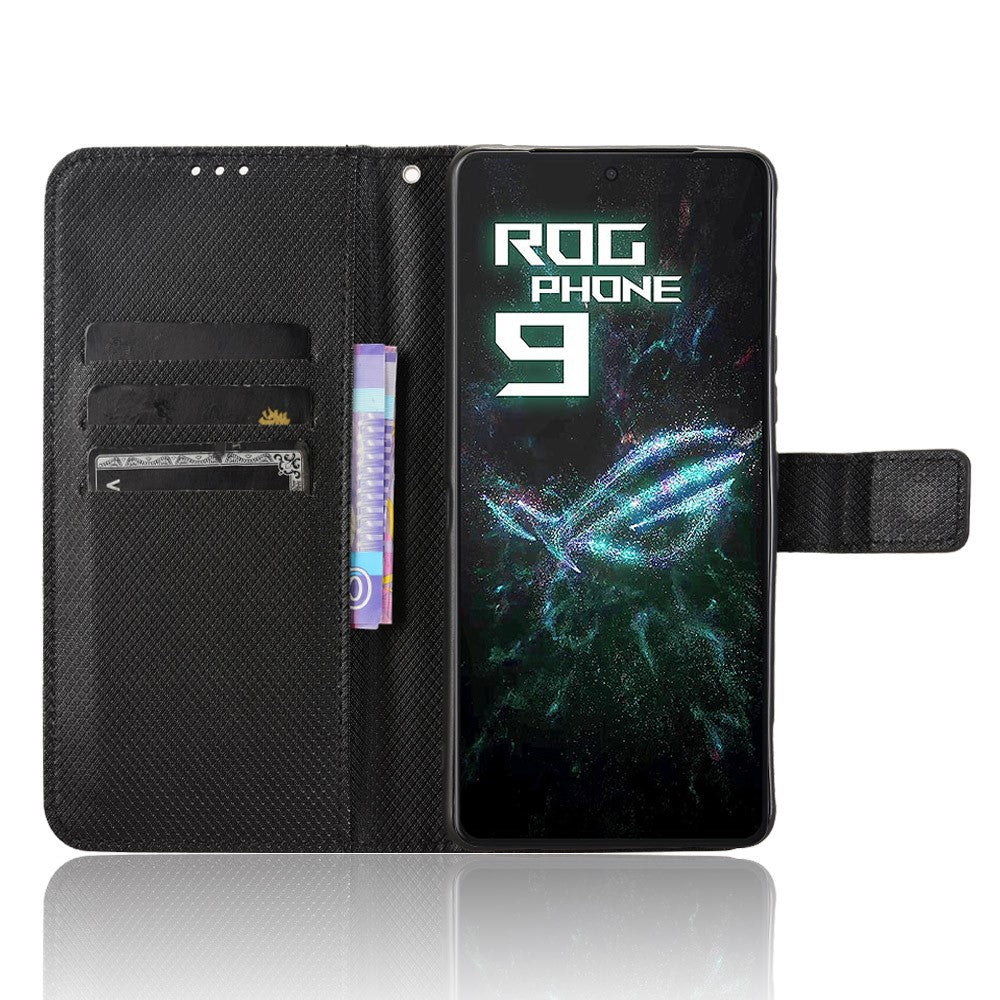 Til Asus ROG Phone 9 5G / Phone 9 Pro 5G Etui PU Læder Diamanttekstur Pung Telefoncover