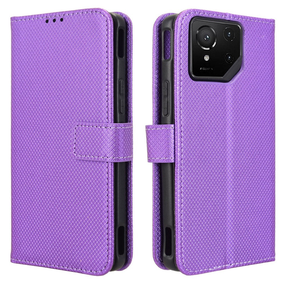 Til Asus ROG Phone 9 5G / Phone 9 Pro 5G Etui PU Læder Diamanttekstur Pung Telefoncover
