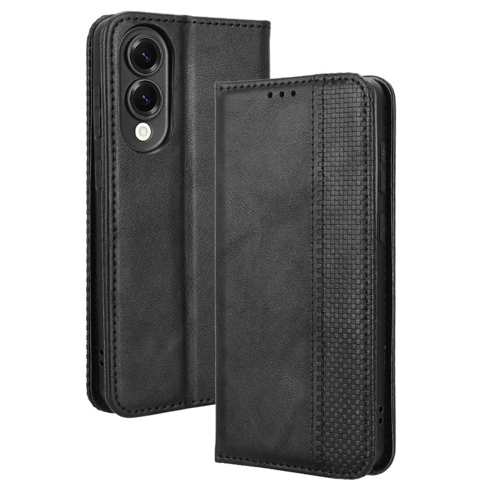For Samsung Galaxy S25 Edge Case Wallet Stand Retro Texture Leather Phone Cover