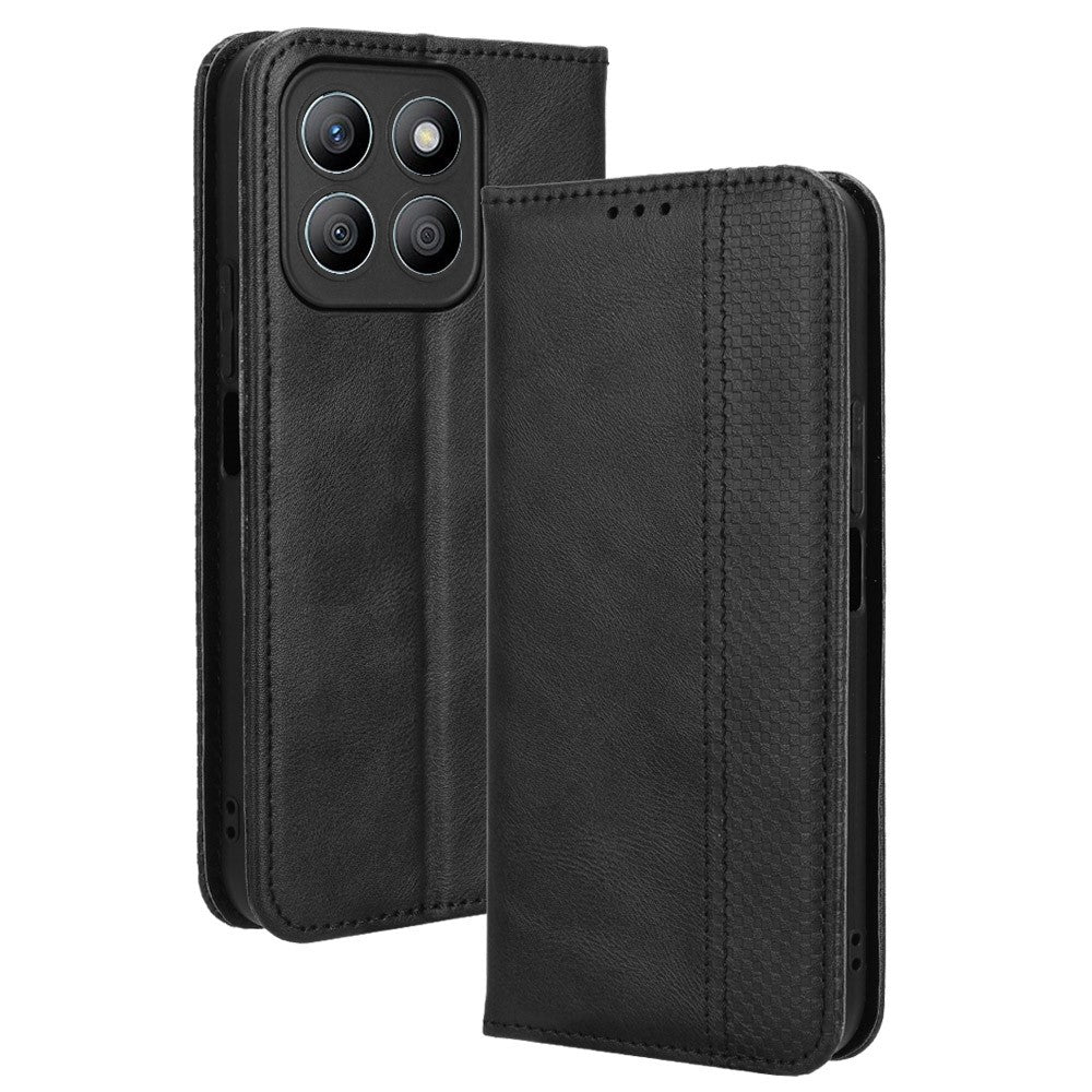 Til Honor X8c 4G Etui Pung Stativ Retro Tekstur Læder Telefoncover
