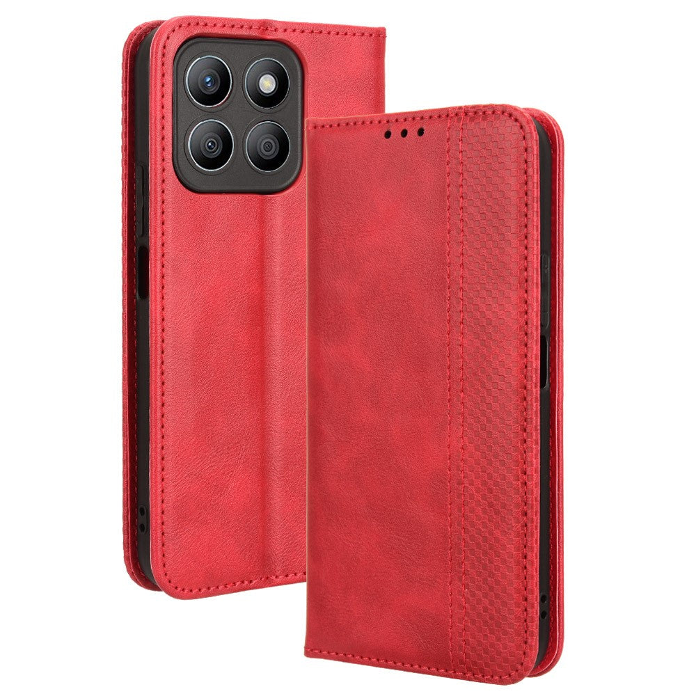 Til Honor X8c 4G Etui Pung Stativ Retro Tekstur Læder Telefoncover