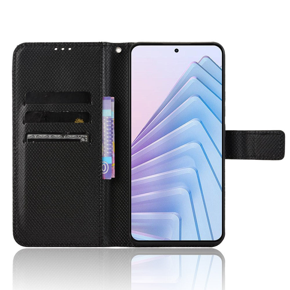 For Xiaomi Redmi Note 14 4G (164.84mm) Case PU Leather Diamond Texture Wallet Phone Cover
