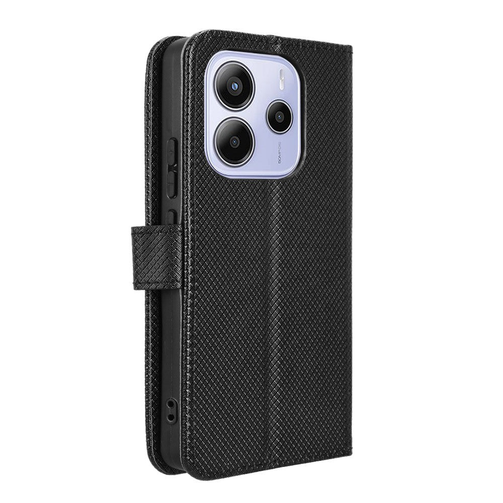 For Xiaomi Redmi Note 14 4G (164.84mm) Case PU Leather Diamond Texture Wallet Phone Cover