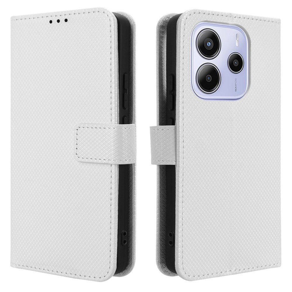 For Xiaomi Redmi Note 14 4G (164.84mm) Case PU Leather Diamond Texture Wallet Phone Cover