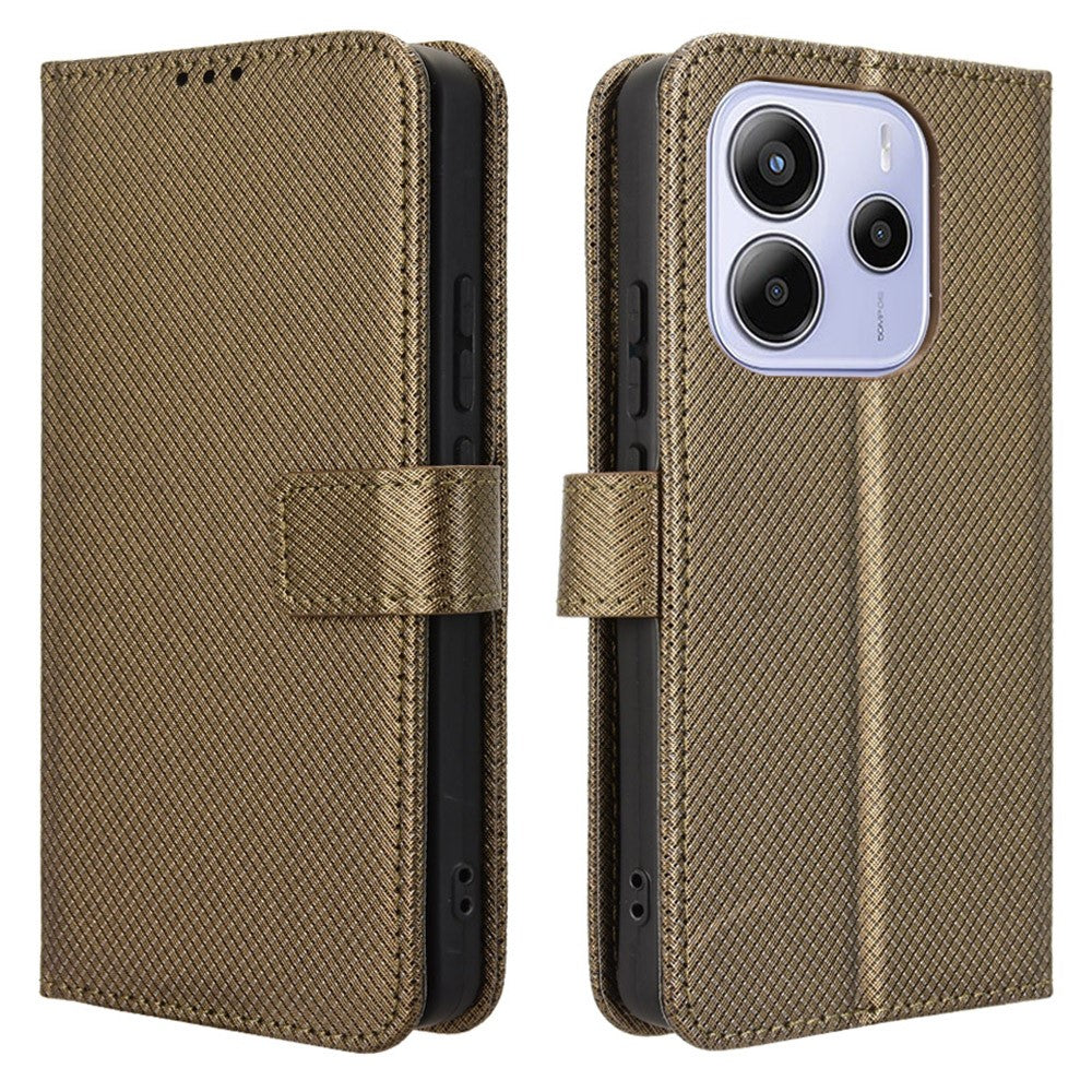 For Xiaomi Redmi Note 14 4G (164.84mm) Case PU Leather Diamond Texture Wallet Phone Cover