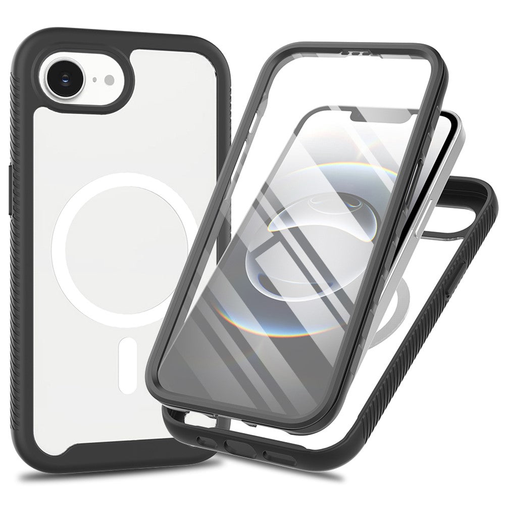 Til iPhone 17e / 16e etui PC + TPU beskyttende telefoncover med PET skærmfilm understøtter trådløs opladning
