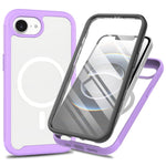 For iPhone 17e / 16e Case PC + TPU Protective Phone Cover with PET Screen Film Support Wireless Charging