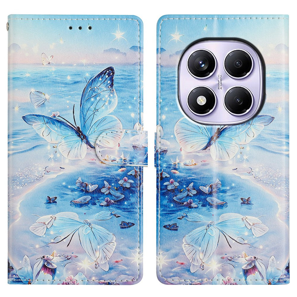 For Xiaomi Redmi Note 14 Pro 4G Wallet Phone Case PU Leather Flip Cover with Stand Card Holder Painted Design