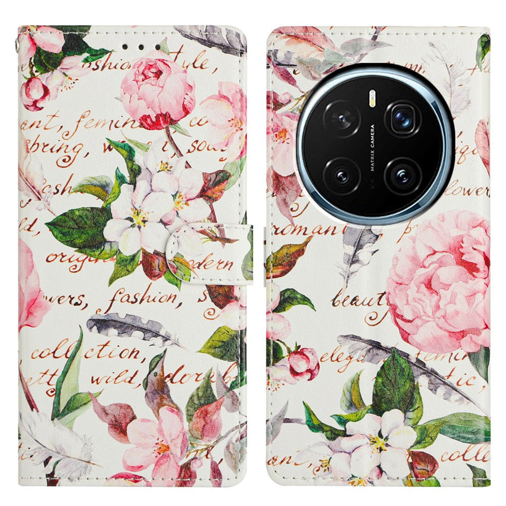 For Honor Magic7 Pro 5G Wallet Phone Case PU Leather Flip Cover with Stand Card Holder Painted Design