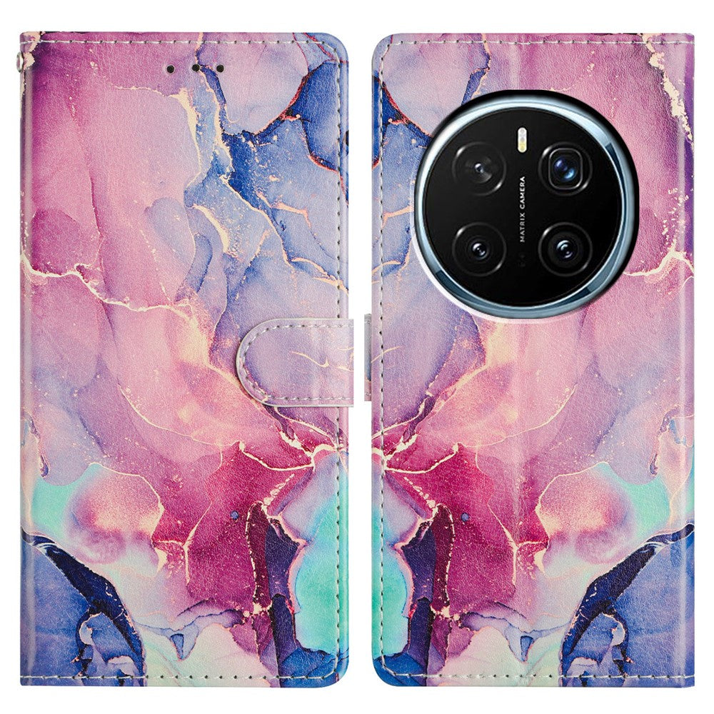 For Honor Magic7 Pro 5G Wallet Phone Case PU Leather Flip Cover with Stand Card Holder Painted Design