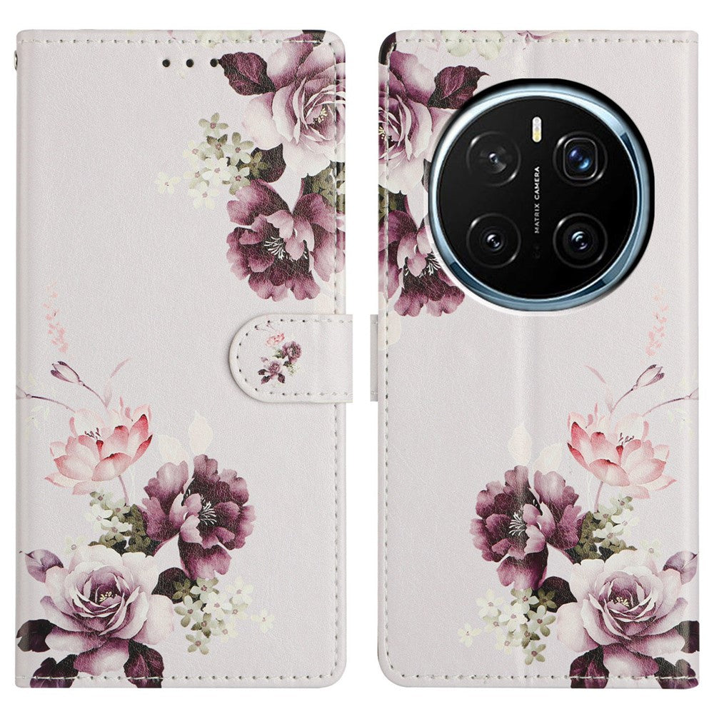 For Honor Magic7 Pro 5G Wallet Phone Case PU Leather Flip Cover with Stand Card Holder Painted Design