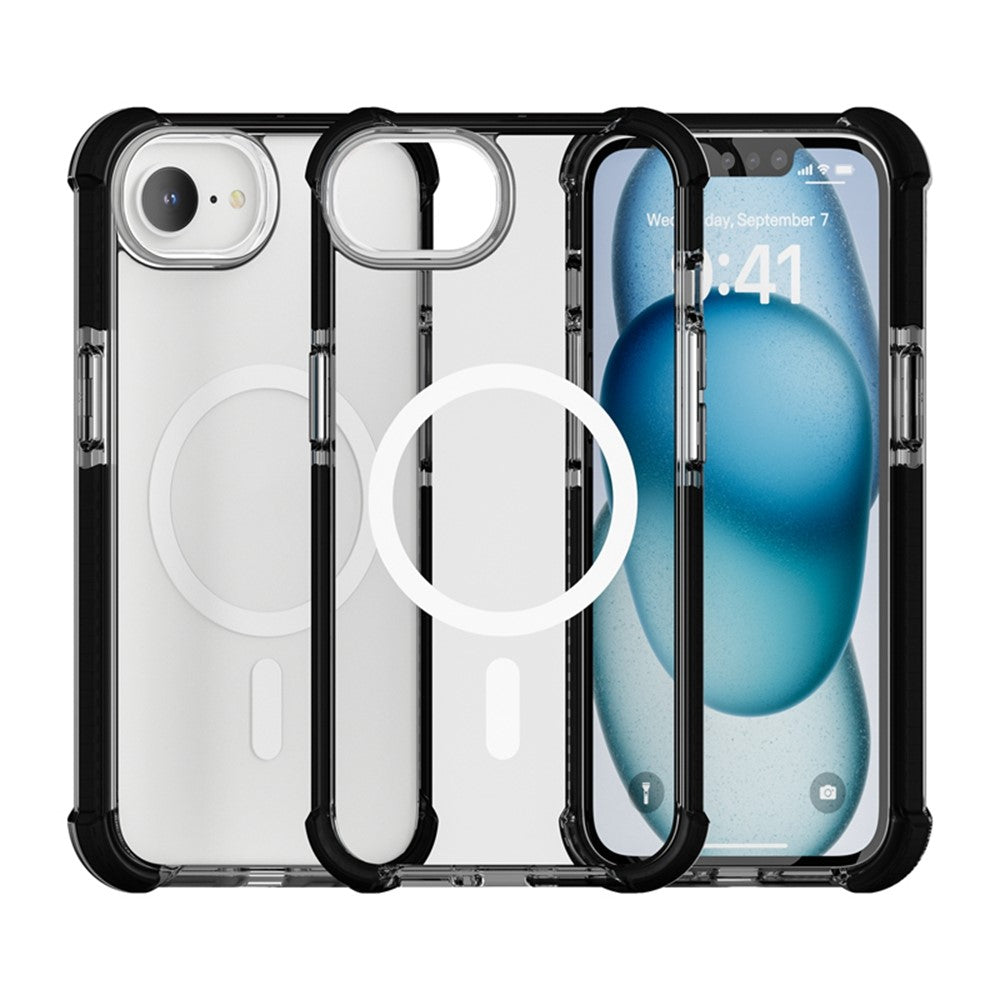 For iPhone 17e / 16e Case Clear Acrylic Magnetic TPU + TPE + PC Shockproof Phone Cover