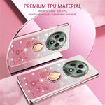 KADEM For Oppo Reno12 F 5G Case Ring Kickstand TPU Flowers Phone Cover Gradient Glitter