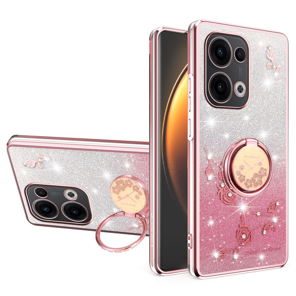 KADEM För Oppo Reno13 5G (Global) Skal Ring Stativ TPU Blommor mobilskal Gradient Glitter