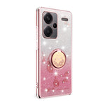 KADEM For Xiaomi Redmi Note 13 Pro+ 5G Case Ring Kickstand TPU Flowers Phone Cover Gradient Glitter