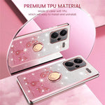 KADEM For Xiaomi Redmi Note 13 Pro+ 5G Case Ring Kickstand TPU Flowers Phone Cover Gradient Glitter