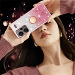 KADEM For Xiaomi Redmi Note 13 Pro+ 5G Case Ring Kickstand TPU Flowers Phone Cover Gradient Glitter