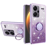 KADEM For Xiaomi Redmi Note 13 Pro+ 5G Case Ring Kickstand TPU Flowers Phone Cover Gradient Glitter