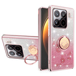 KADEM For Xiaomi 15 Pro Case Ring Kickstand TPU Flowers Phone Cover Gradient Glitter