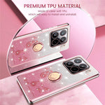 KADEM For Xiaomi 15 Pro Case Ring Kickstand TPU Flowers Phone Cover Gradient Glitter