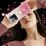 KADEM For Xiaomi 15 Pro Case Ring Kickstand TPU Flowers Phone Cover Gradient Glitter