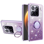 KADEM For Xiaomi 15 Pro Case Ring Kickstand TPU Flowers Phone Cover Gradient Glitter