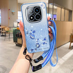 KADEM For Xiaomi Redmi Note 14 Pro+ 5G Case Flower Pattern TPU Gradient Phone Cover with Lanyards