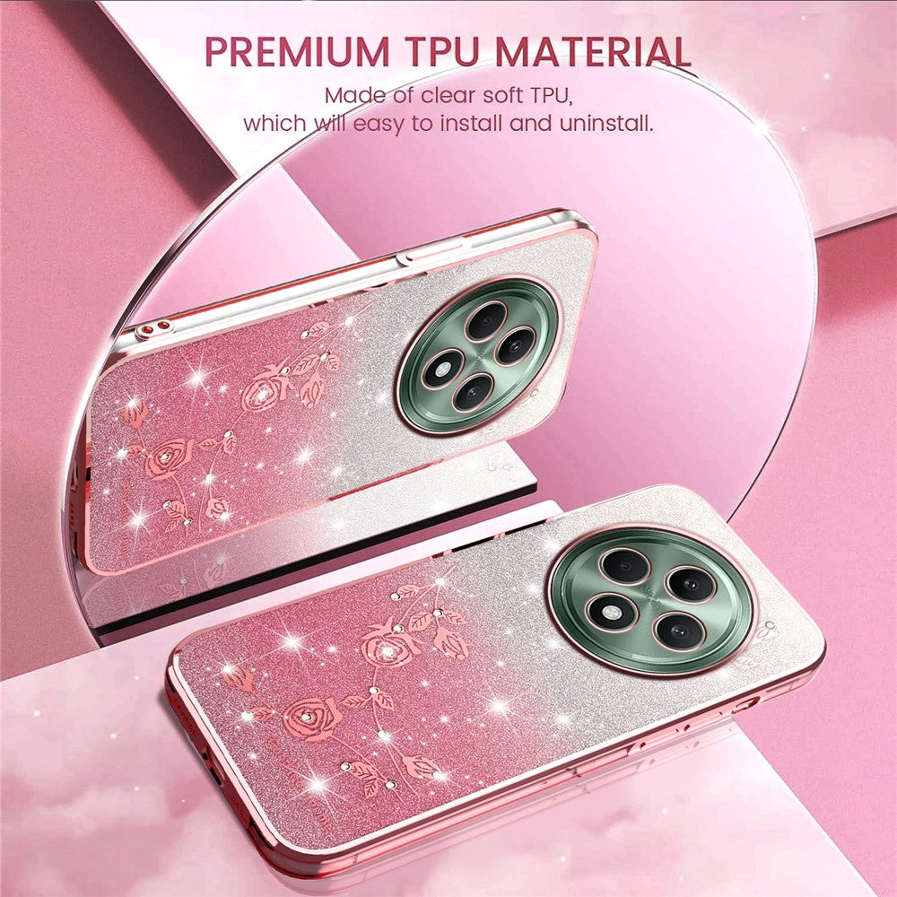 KADEM For Oppo Reno12 F 5G Case Flower TPU Flexible Gradient Phone Cover