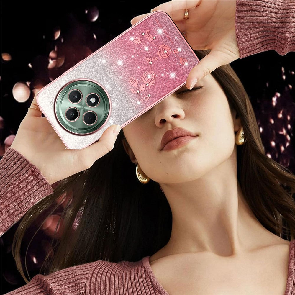 KADEM For Oppo Reno12 F 5G Case Flower TPU Flexible Gradient Phone Cover