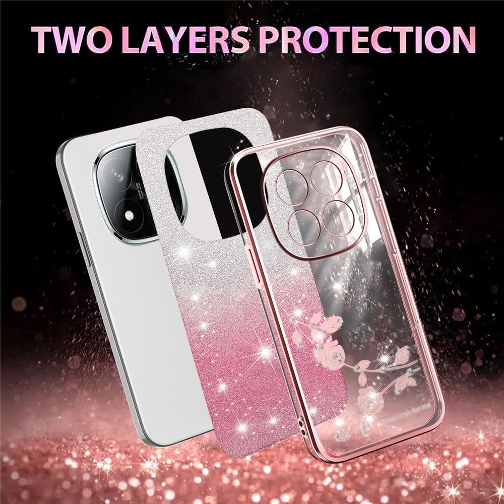 KADEM For Xiaomi Redmi Note 14 Pro+ 5G Case Flower TPU Flexible Gradient Phone Cover