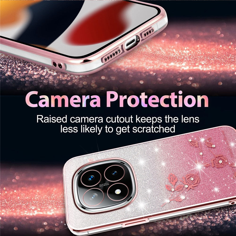 KADEM For Xiaomi Redmi Note 14 Pro+ 5G Case Flower TPU Flexible Gradient Phone Cover