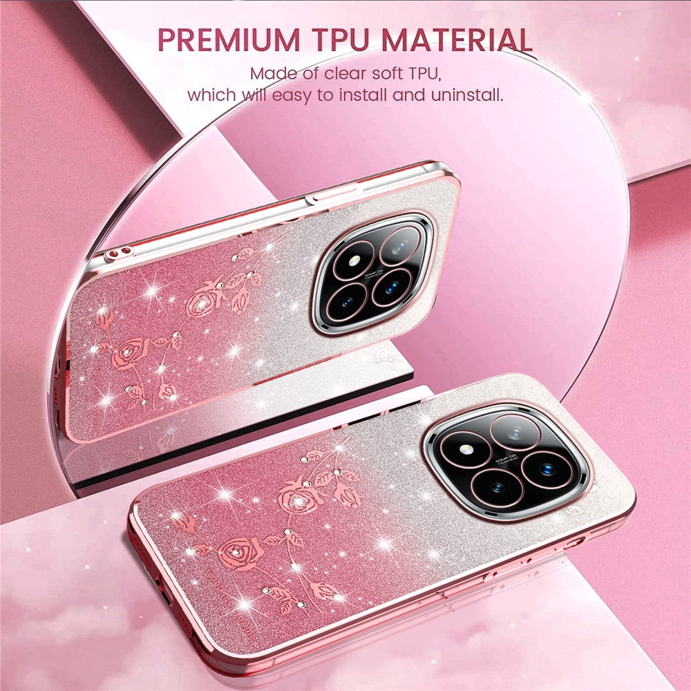 KADEM For Xiaomi Redmi Note 14 Pro+ 5G Case Flower TPU Flexible Gradient Phone Cover