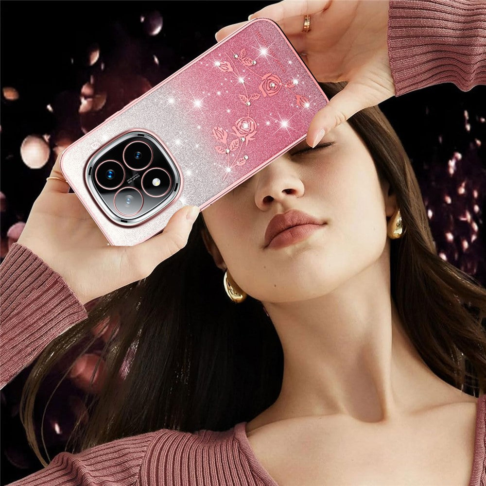 KADEM For Xiaomi Redmi Note 14 Pro+ 5G Case Flower TPU Flexible Gradient Phone Cover