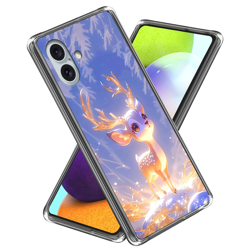 For iPhone 16 Plus Cover IMD Mønstertryk TPU Stødsikkert Telefoncover