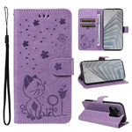 For Xiaomi Redmi Note 14 4G (164.84mm) Leather Case Cat Bee Pattern Phone Cover Wallet Stand with Strap