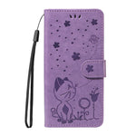 For Xiaomi Redmi Note 14 4G (164.84mm) Leather Case Cat Bee Pattern Phone Cover Wallet Stand with Strap