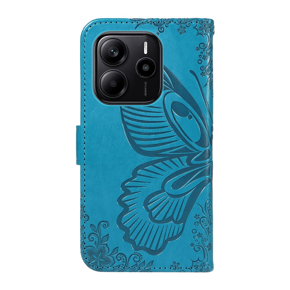 For Xiaomi Redmi Note 14 4G (164.84mm) Case Butterfly Pattern PU Leather Folio Flip Phone Cover