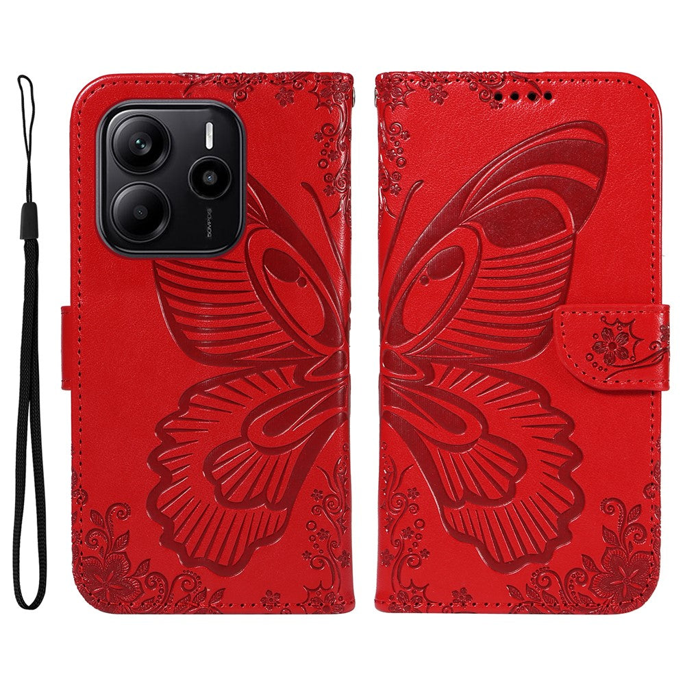 For Xiaomi Redmi Note 14 4G (164.84mm) Case Butterfly Pattern PU Leather Folio Flip Phone Cover