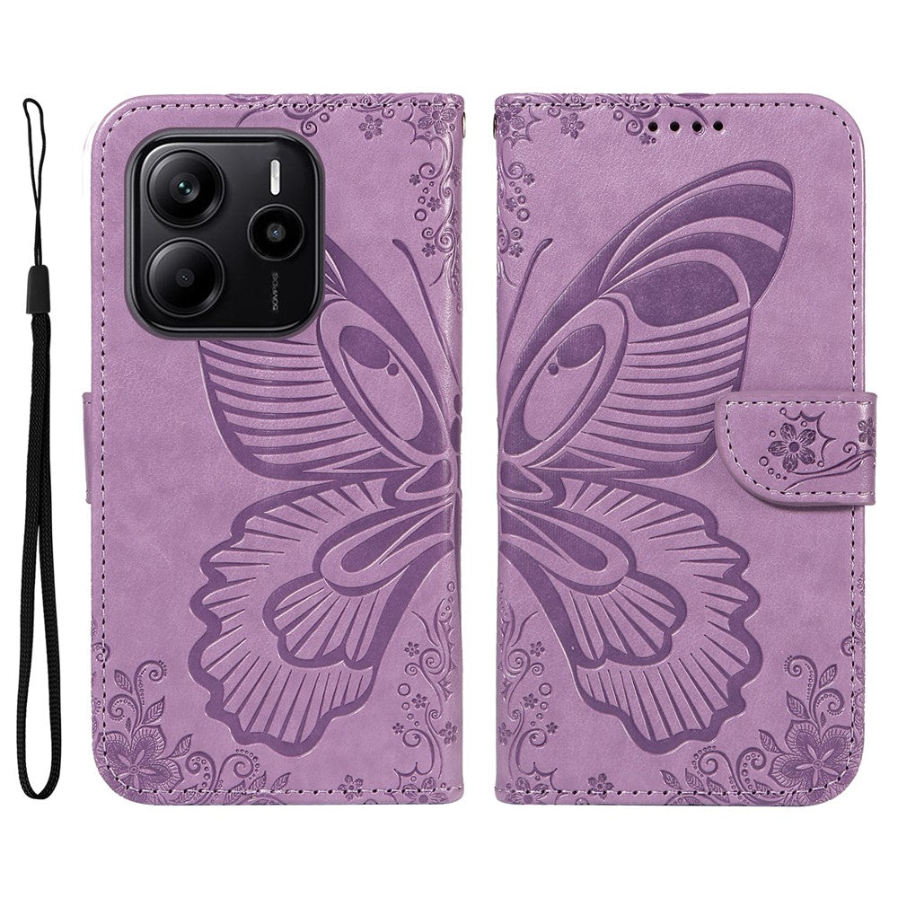 For Xiaomi Redmi Note 14 4G (164.84mm) Case Butterfly Pattern PU Leather Folio Flip Phone Cover