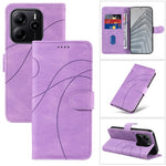 For Xiaomi Redmi Note 14 4G (164.84mm) Wallet Case Leather Phone Cover Stand with Curved Line Design