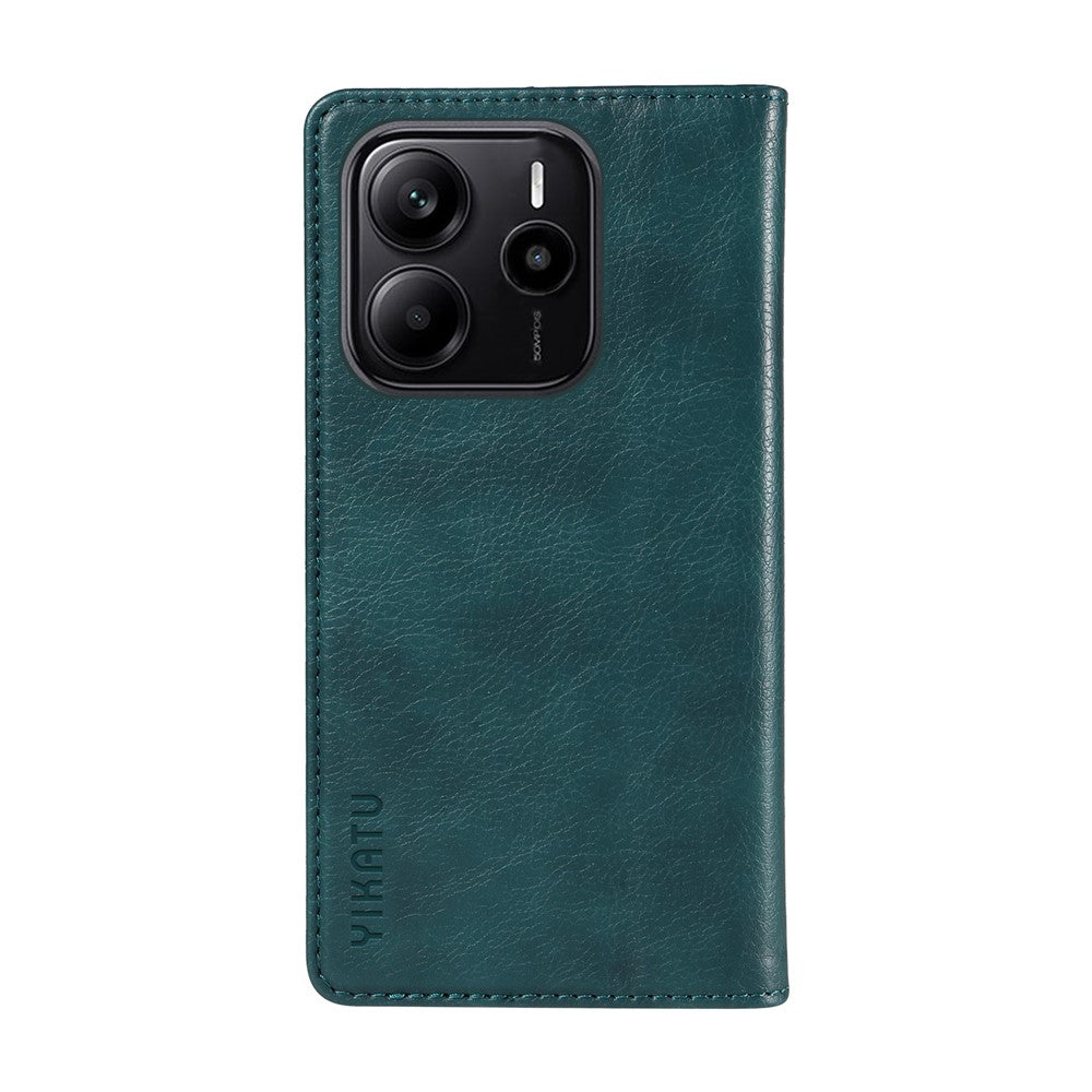 YIKATU For Xiaomi Redmi Note 14 4G (164.84mm) Wallet Case  YK-006 Magnetic Closure Leather Phone Cover Litchi Texture