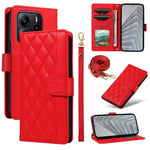 For Xiaomi Redmi Note 14 4G (164.84mm) Wallet Case Rhombus Leather Phone Cover with Strap